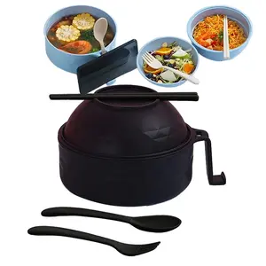Microwavable Ramen Bowl and Pot Set - Ramen Bowl with Handle, Ramen Pot with Spoon and Chopsticks Cutlery