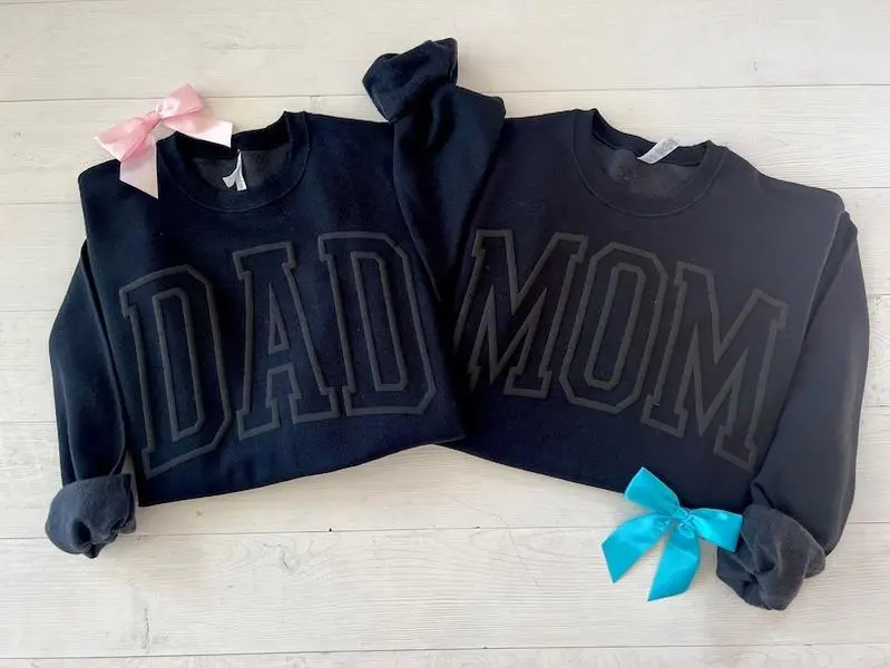 New Parents Sweatshirt, Gift For Mom, Gift For Dad, Mom & Dad Embossed Sweatshirt Gift For Parent_35 Menswear Soft