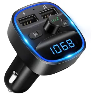 Car Wireless FM Transmitter Adapter with Dual USB Charging Function, Car Charger MP3 Player, Support Hands-free Call, TF Card & USB Disk, Suitable for 12-24V Vehicles