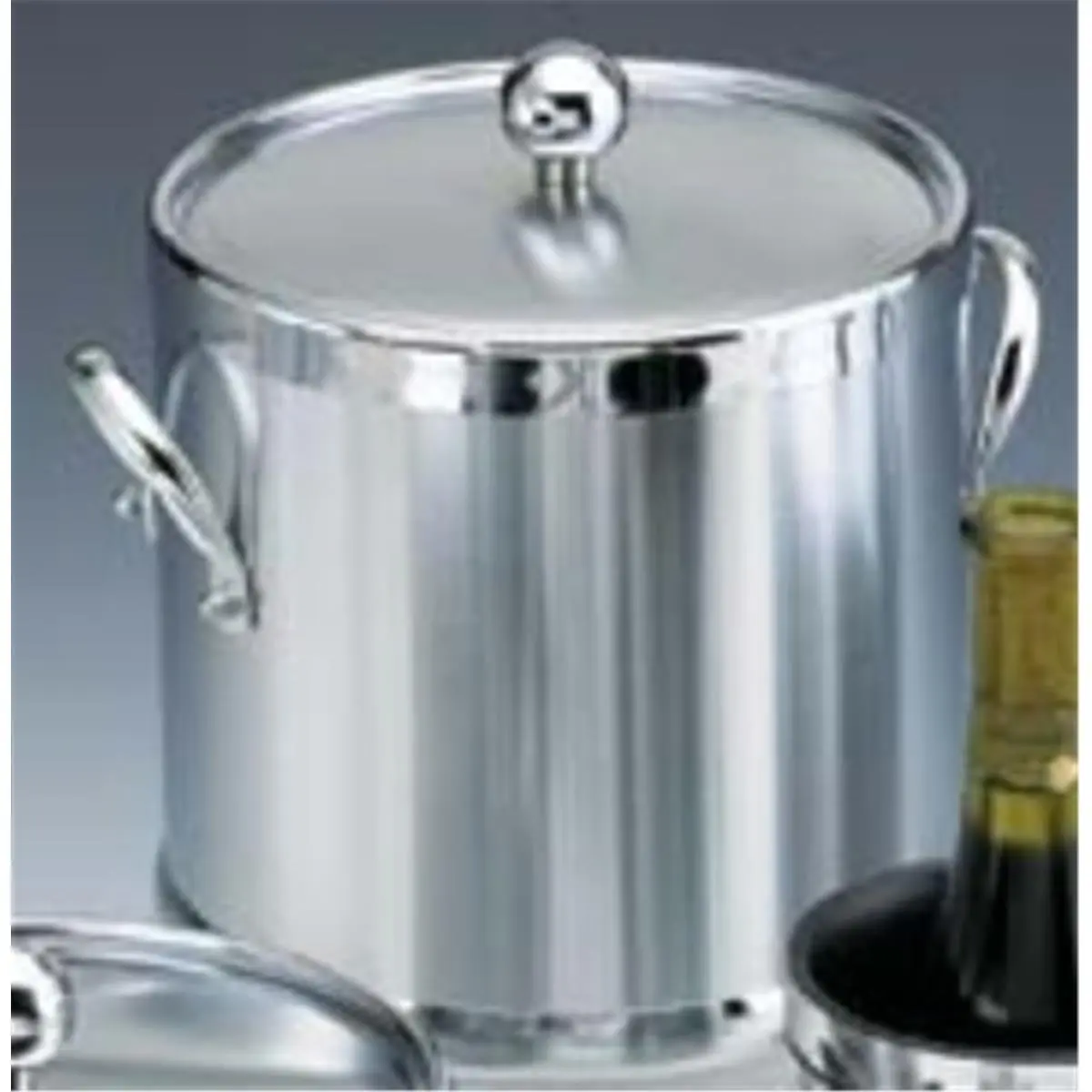 Kraftware 70493 Brushed Chrome 3 Quart Ice Bucket with Side Handles and Metal Cover