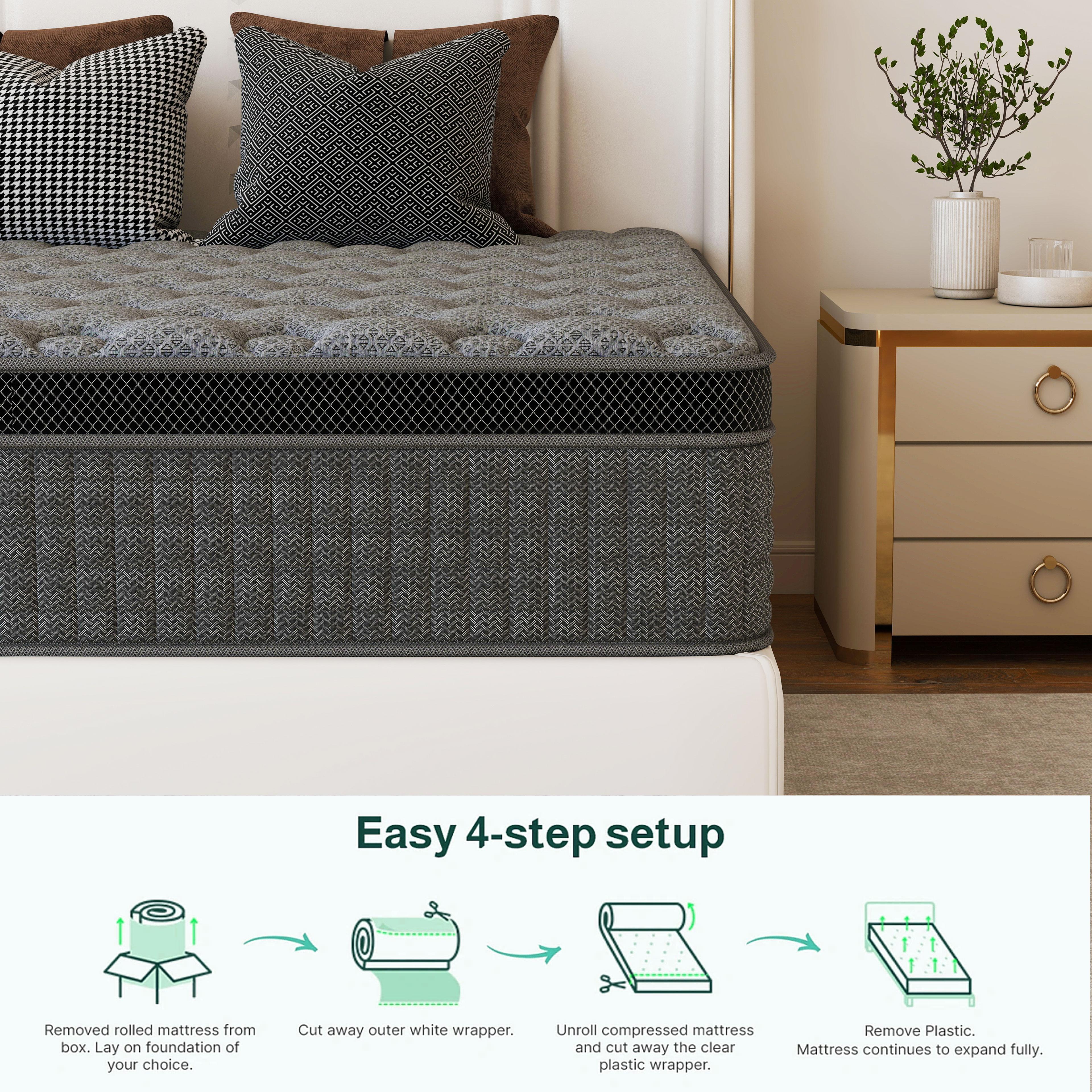 12/14 Inch Twin Full Queen King Mattress Individual Pocketed Coil & Memory Foam Hybrid Medium Firm Lumbar Support Orthopedic Design For Home Bedroom Hotel Boxed Mattress Holiday Gift Modern Furniture Ergonomic Sleep Solution