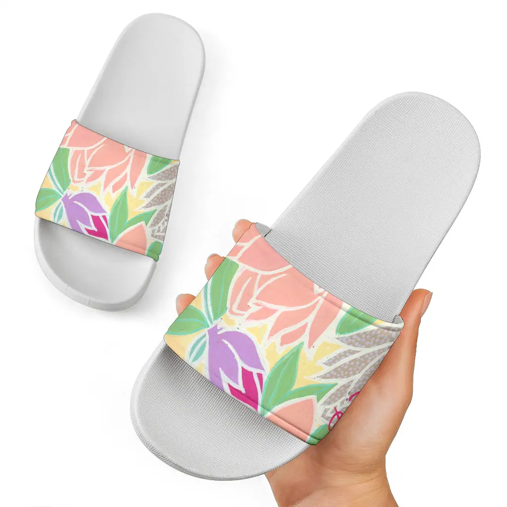 Pastel Tulips & Peonies Slide Sandals