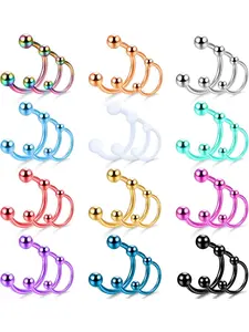 36 Pcs High-end Polished Stainless Steel Multi-Color Curved Barbell Piercing Collection for Women Men Sturdy Stainless Steel Structure Excellent Hypoallergenic Performance for All-day Prolonged Use Rich Trendy Colorful Curved Barbell Designs