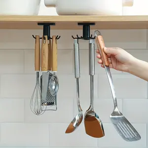1PC Household kitchen and bathroom ceiling 6-claw hook wall mounted spoon shovel storage rack 360 degree rotatable storage hook