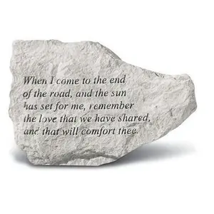 212 MAIN Engraved Text Cast Stone Memorial Garden Sculpture Statue, Weatherproof Outdoor Decor, 6.5x4.5in "When I Come To The End Of The Road" Marker, Garden Sculptures Statues, Memorial Statue