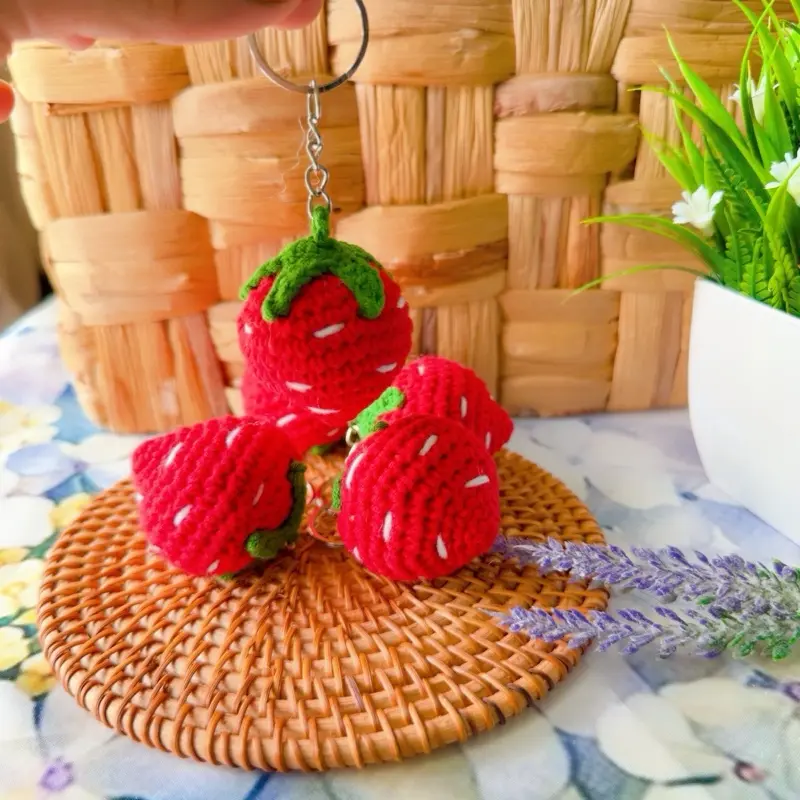 Crochet cute strawberry keychain