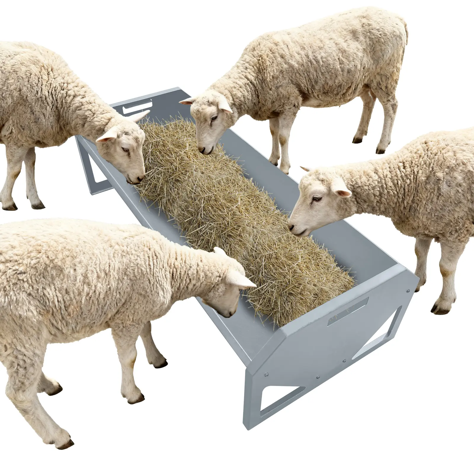 22 Gallon Livestock Feeding Trough, Heavy Duty Steel Hay Feeder for Sheep, Goat, Horse, Cattle, Cow, and Alpaca, 45.13 Inch