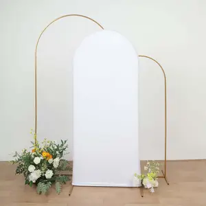 6ft Matte White Spandex Fitted Chiara Backdrop Stand Cover For Round Top Wedding Arch