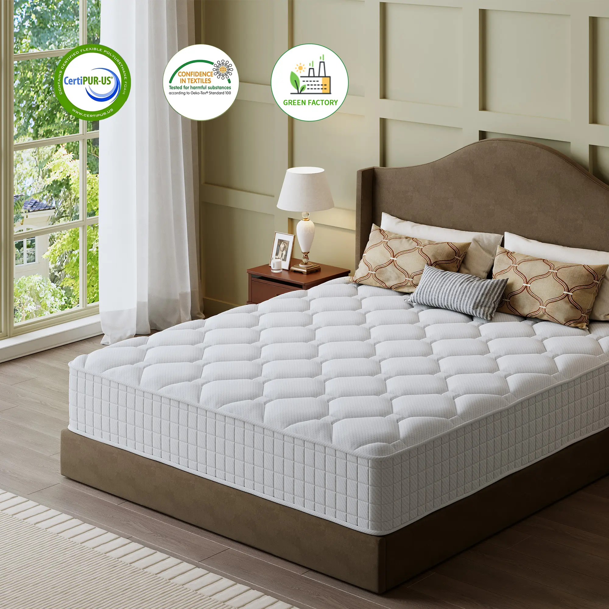 Queen Size Double Coil Memory Foam Mattress - 5-Story Design, 10/12/14 in Multi-Size, Never-Sag Support, Motion Isolation, Back & Neck Support, Kids Bedroom Use, Boxed Shipping, Queen Size Mattress