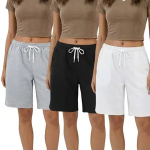 Sunland Unisex 3-Pack Sweat Shorts, 80% Cotton 20% Polyester Athletic Shorts with Elastic Waist & Drawstring, Gym Workout Jogger Pants with Pockets, Premium Soft & Functional