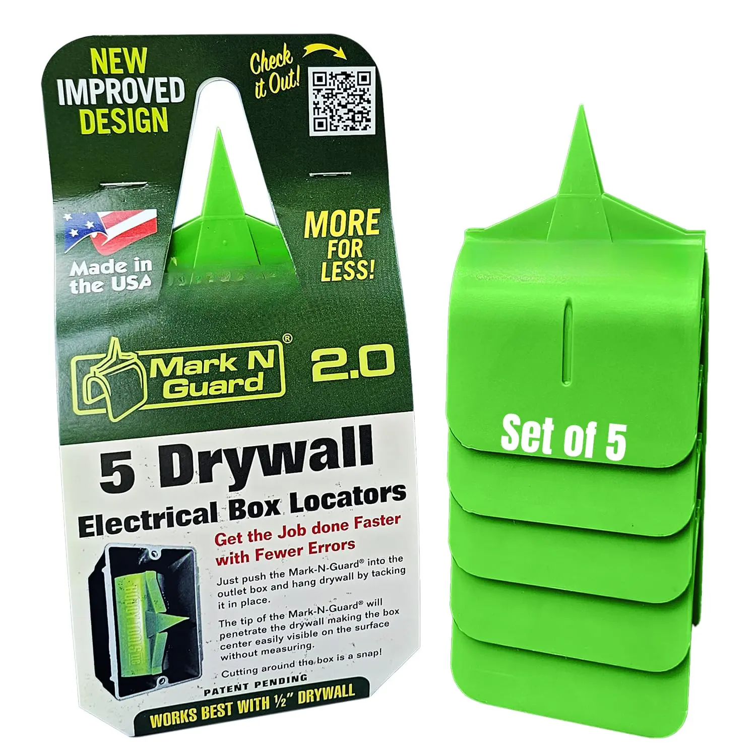 Mark N Guard, Set of 5 - Drywall Outlet Marker for Finishing - Protects Wires During Sheetrock Installation - Drywall  for Electrical Outlet Marking - Electrical Box Locator