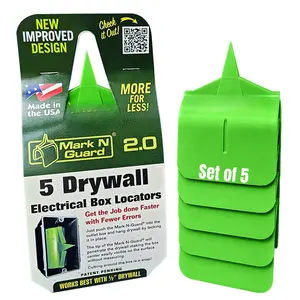 Mark N Guard, Set of 5 - Drywall Outlet Marker for Finishing - Protects Wires During Sheetrock Installation - Drywall  for Electrical Outlet Marking - Electrical Box Locator