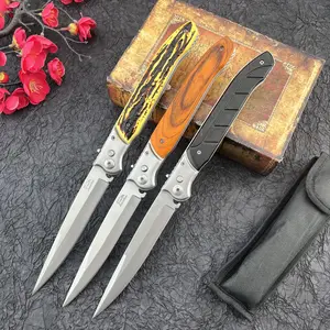 3-Style Outdoor Camping Fishing Folding Knife 420 Stainless Steel with Colorful Wooden Handle Men's Gift Fruit Knife Portable Pocket Knives Multi-Functional EDC Survival Tool with Sheath