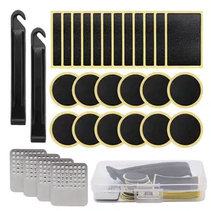 Glueless Bicycle Tire Repair Patch Kit with Tire Levers & Storage Box for Quick Fixing