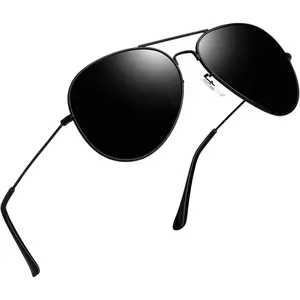 Polarized Metal Aviation Sunglasses Men, Classic Military Sun Glasses Women, Rectangle Shades UV400 Protection Costume