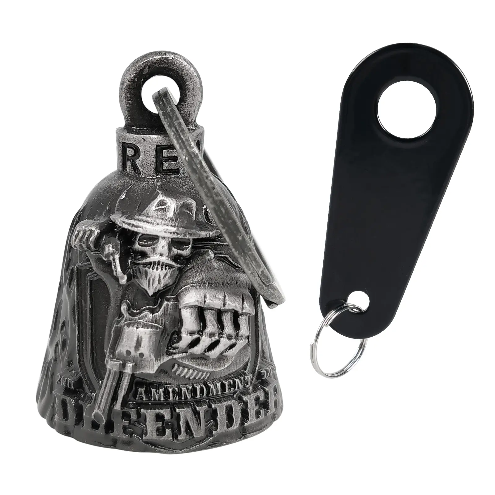 Dream Apparel 2ND AMEMNDMENT Defender Bell, Christmas/Halloween Bell, Gremlin/Guardian Motorcycle Bell/Motorcycle Key Chain For Women Men W/Hanger Biker, Bell For Riders, Good Luck Riding Bell SpiritBell Moto Accessories