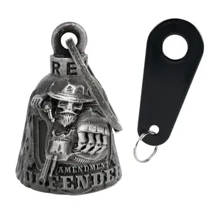 Dream Apparel 2ND AMEMNDMENT Defender Bell, Christmas/Halloween Bell, Gremlin/Guardian Motorcycle Bell/Motorcycle Key Chain For Women Men W/Hanger Biker, Bell For Riders, Good Luck Riding Bell SpiritBell Moto Accessories