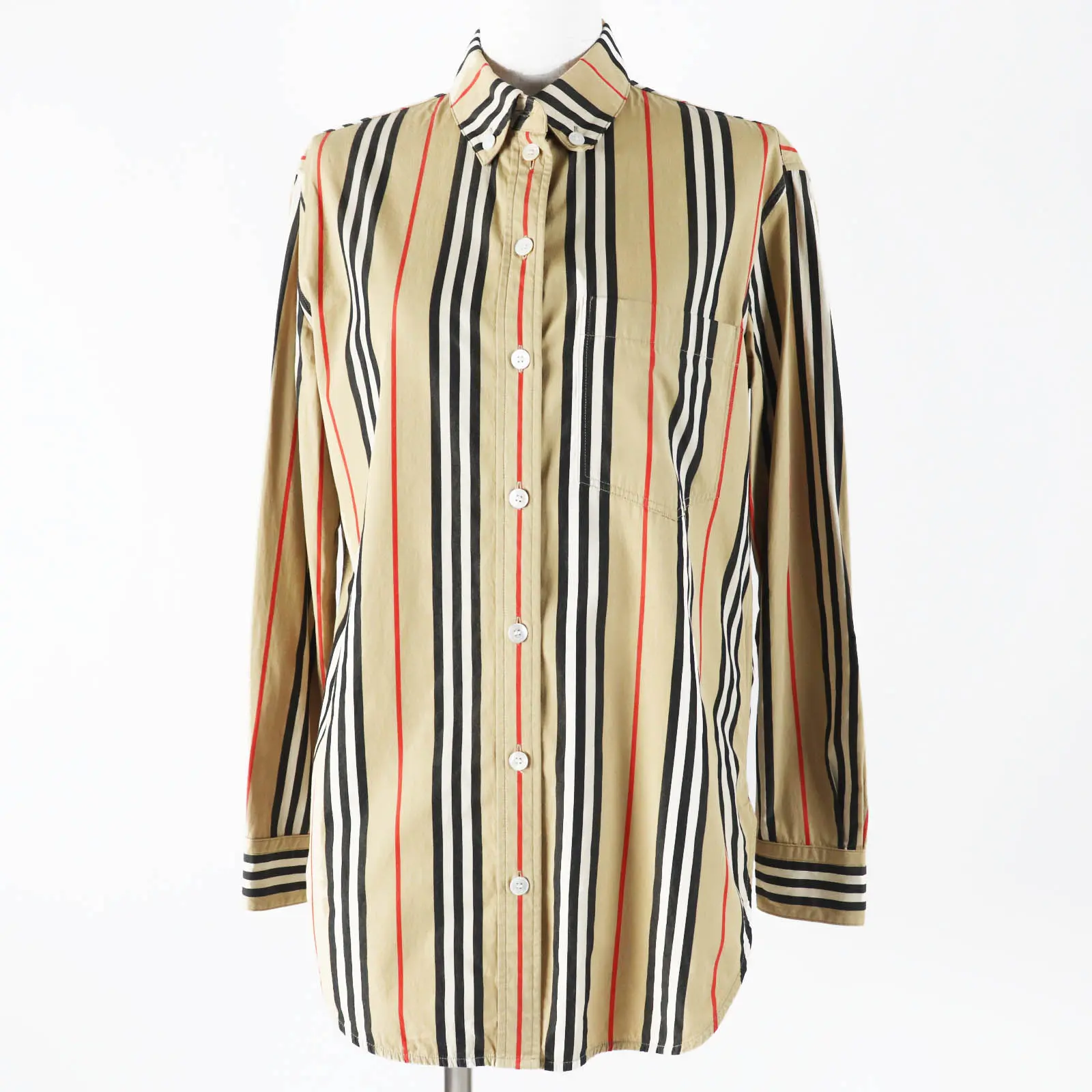 Pre-owned BURBERRY Cotton Small Leather Goods Icon stripe Long Sleeve Shirt