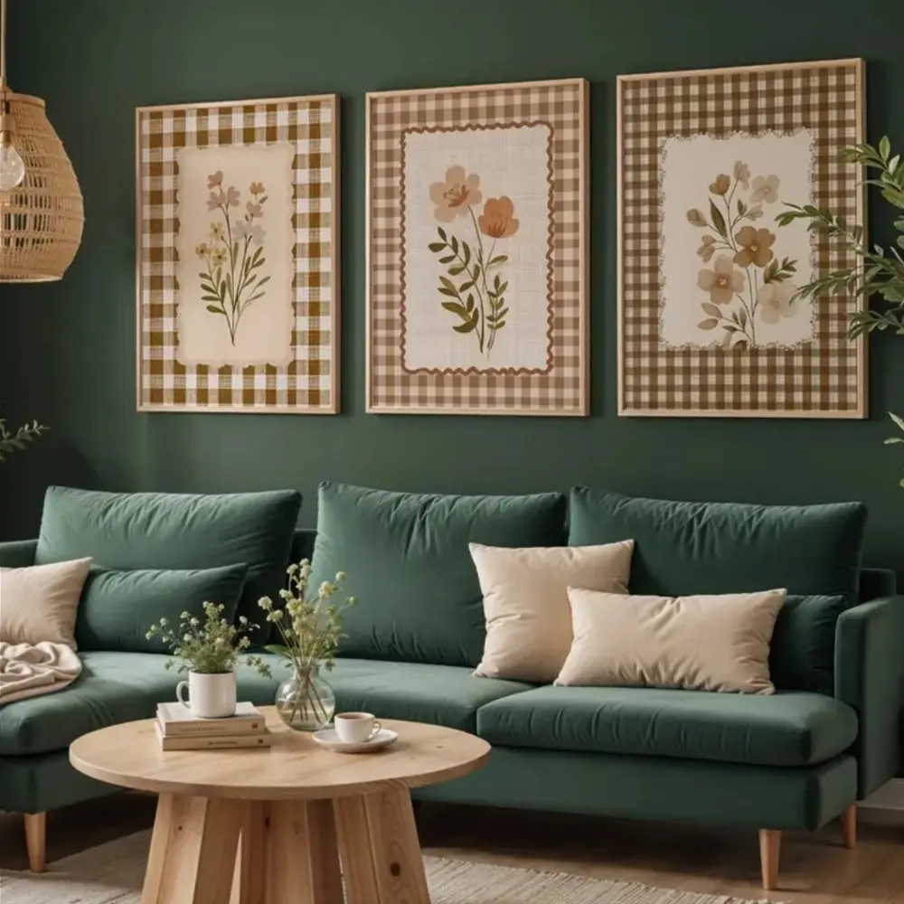 3 Pieces Optional Wooden Frame Nostalgic Wall Poster Classic Rustic Wildflower Art Print Brown Plaid Floral Canvas Painting Art Bedroom Hallway Decor Corridor Entryway Wall Embellishment Physical Photo Frame Adaptable Poster 3 Pieces Optional Wooden Frame Nostalgic Wall Poster Classic Rustic Wildflower Art Print Brown Plaid Floral Canvas Painting Art Bedroom Hallway Decor Corridor Entryway Wall Embellishment Physical Photo Frame Adaptable Poster