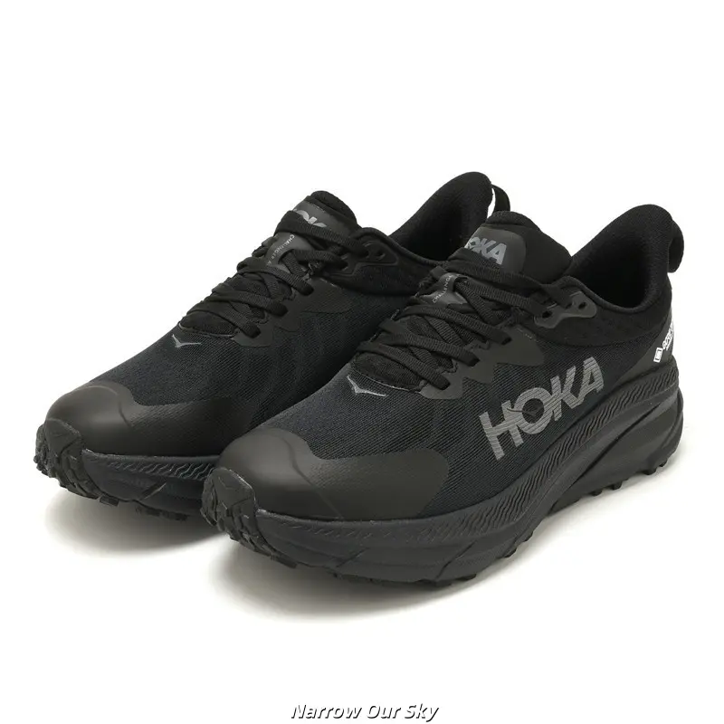 Brand New Original Box Unisex All Black Mesh Trail Running Shoes Ultra Thick Cushion Deep Lug Non Slip Outdoor Hiking Athletic Sneakers US Sizes 5-12
