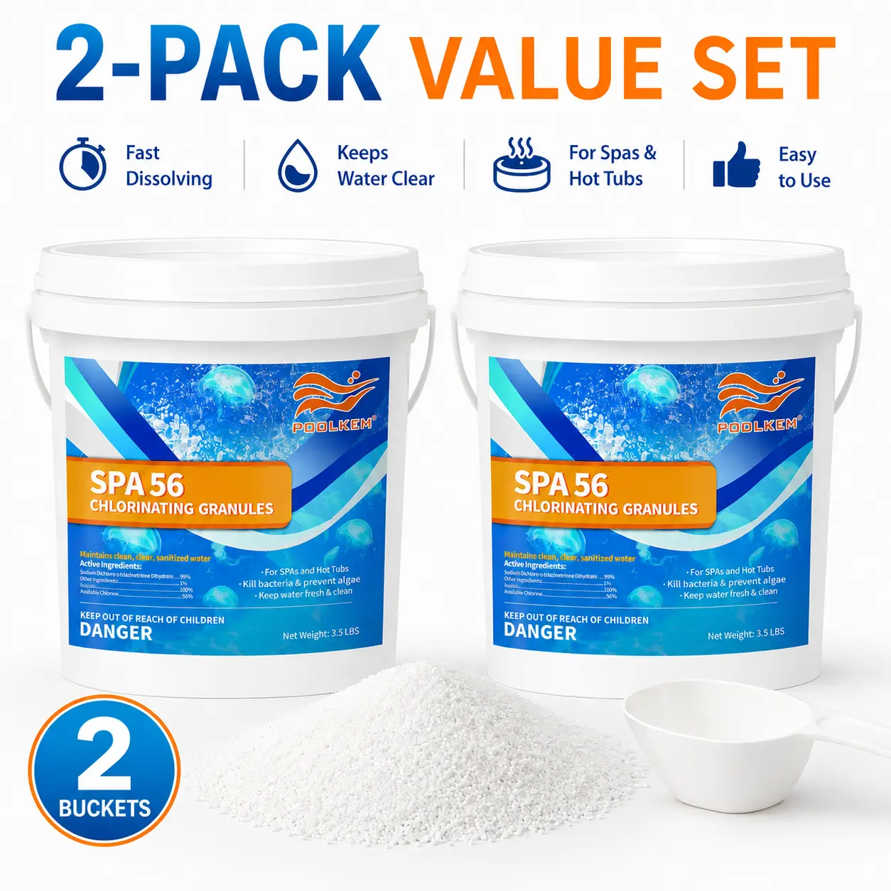 Premium Hot Tub Water Care 2-Pack, 7 LBS Total - Fast Acting Spa Treatment for Clean & Refreshing Spa & Hot Tubs Experience