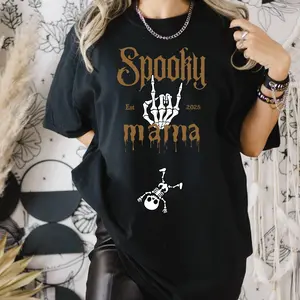Pregnant Skeleton Shirt, Spooky Mama Est 2025 Skeleton Baby Halloween Maternity Shirt, 2025 Pregnancy Mom Gift Maternity Shirt With Baby Skeleton