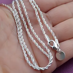 Exquisite Silver Twisted Rope Long Sweater Chain Necklace, Adjustable 16"-30" Costume Jewelry for Pendants, Chain for Boyfriend