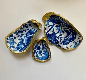 Indigo Blue Oyster Shell Ring Dish