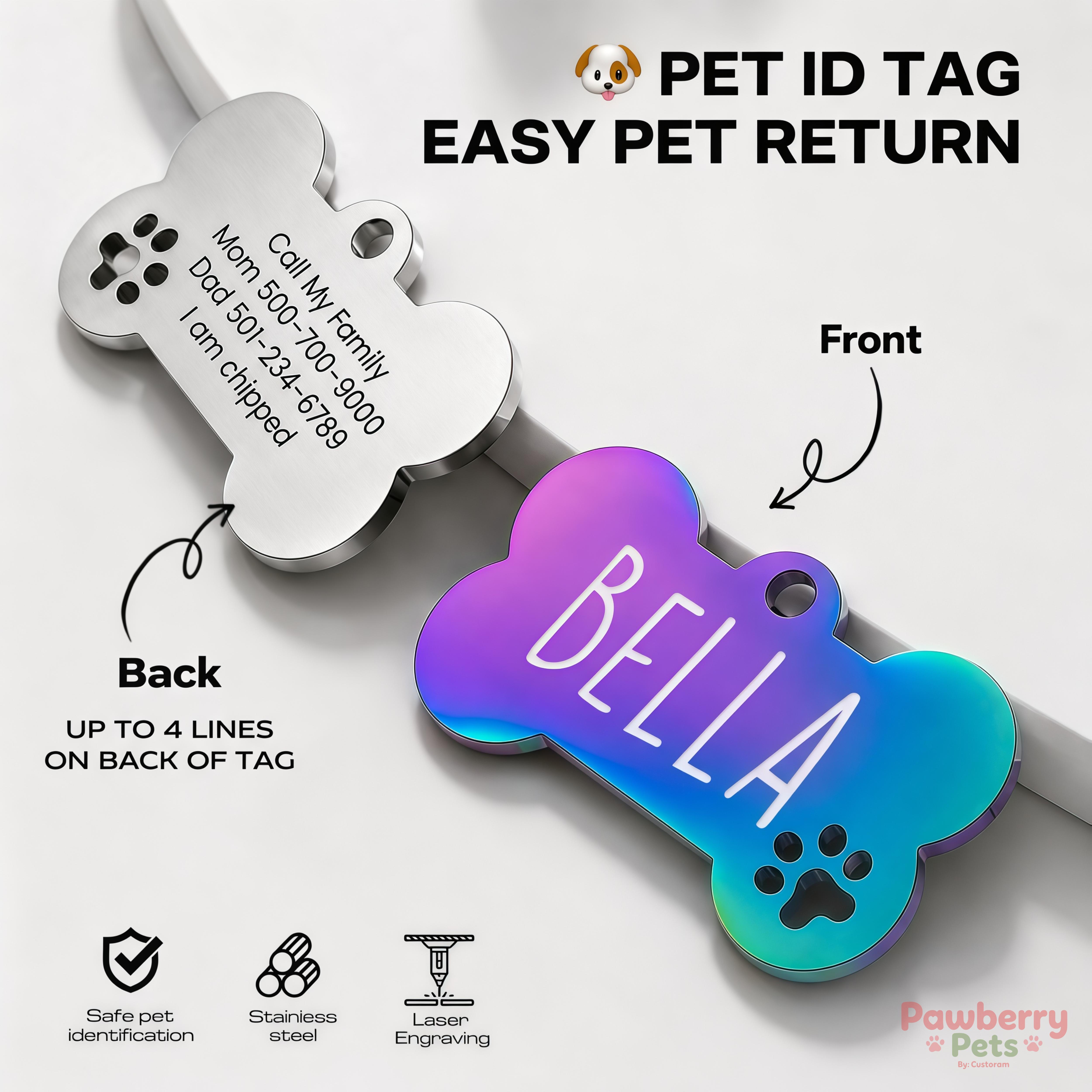 Personalized Bone Pet ID Tag