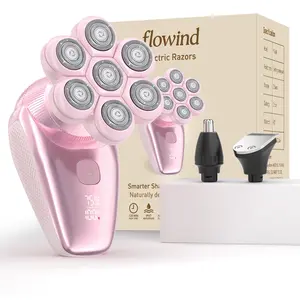 Flowind 3-in-1 Electric Razor for Women, Painless Bikini Trimmer & Body Shaver, IPX7 Waterproof Wet/Dry, 120-Min Type-C Rechargeable, Gentle & Smooth Pink Shaver, Ideal Holiday Gift for Her