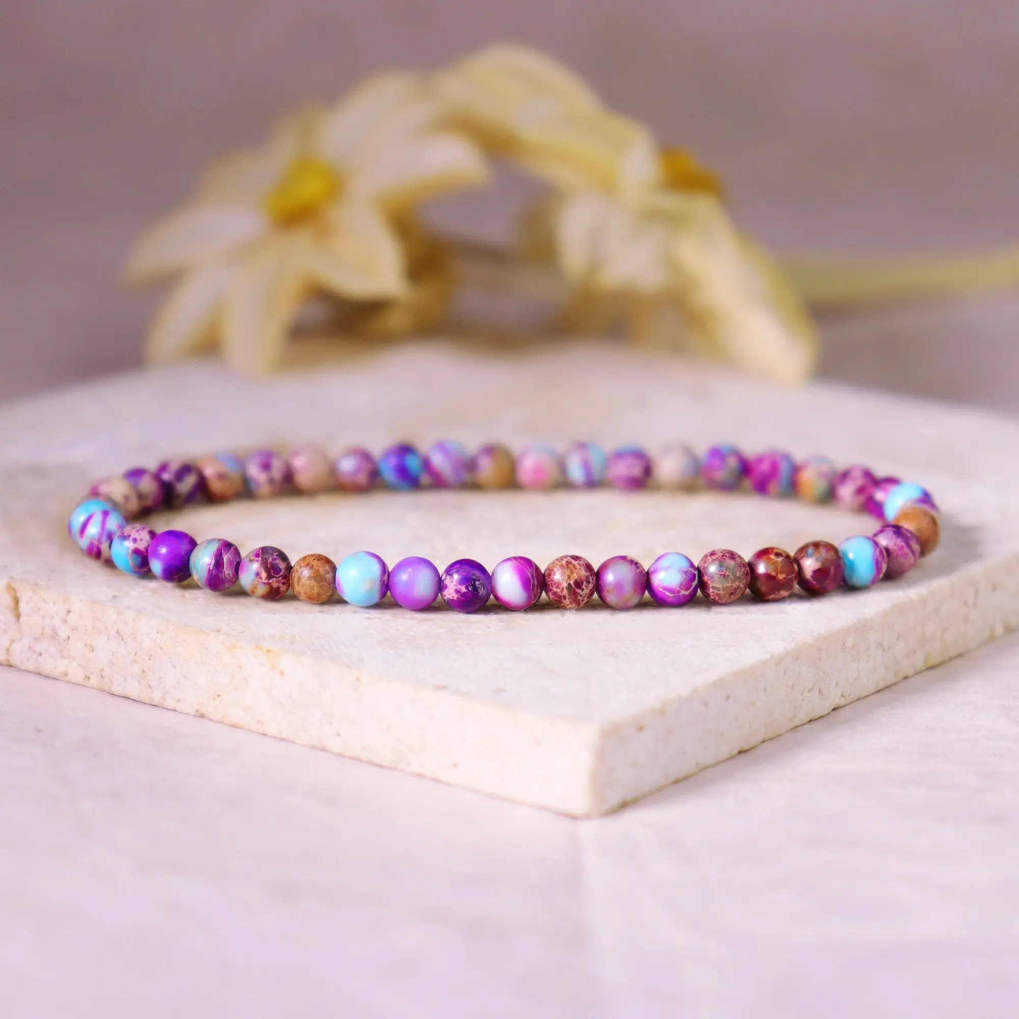Natural Galaxy Sea Sediment Jasper 4mm Bead Stretch Bracelet, Handmade Exquisite Jewelry for Men and Women, Exquisite Bracelet
