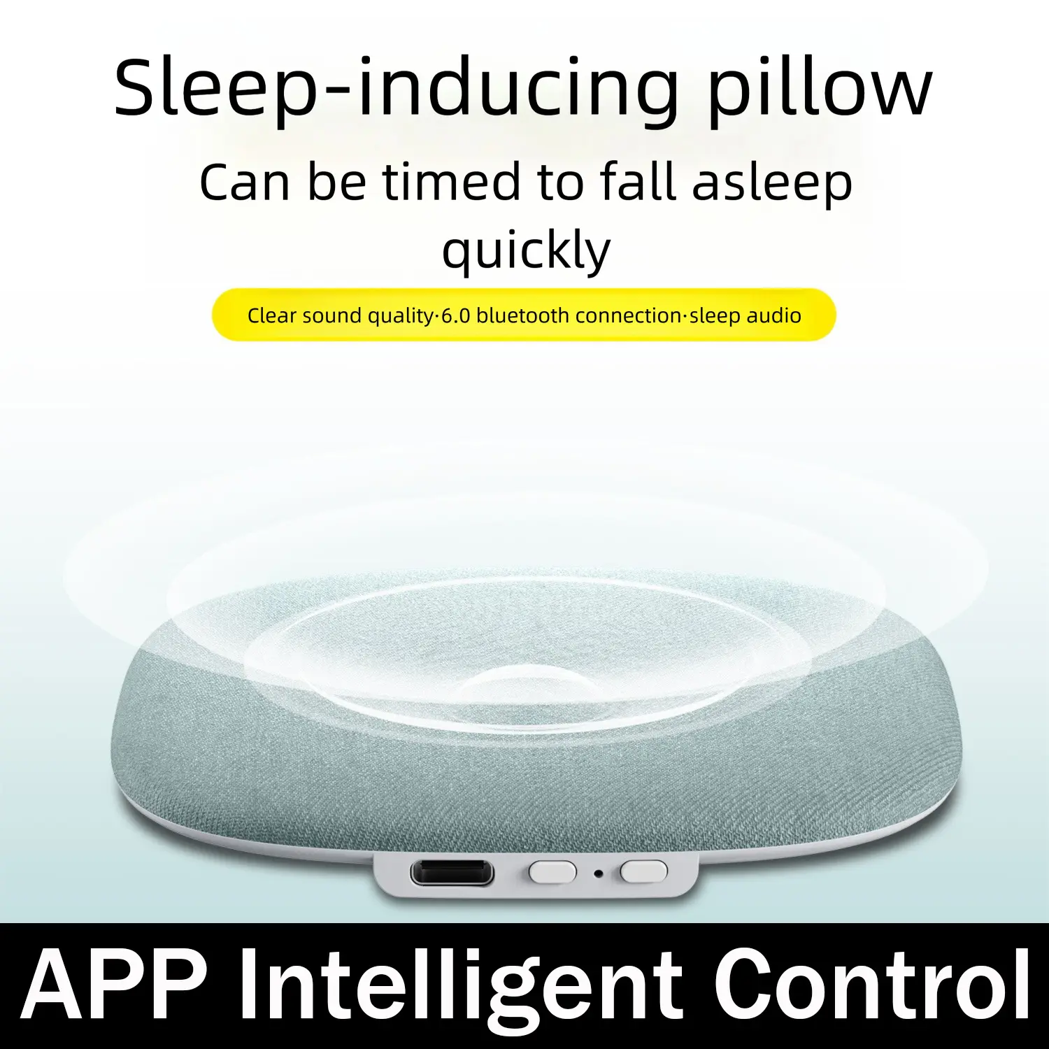 Under Pillow Speaker for Sleeping, Bluetooth Pillow Speaker with White Noise & Timer, Ultra-Thin Bone Conduction Sleep Aid for Side Sleepers, Personal Bed Speaker Compatible with iOS & Android