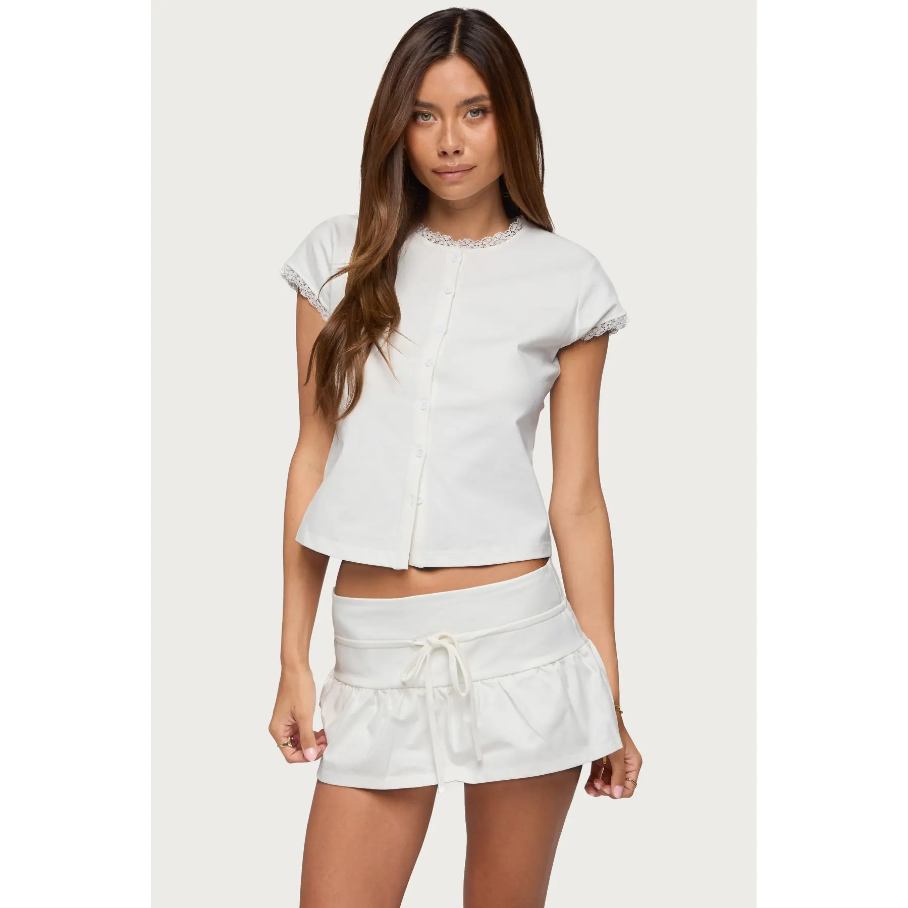 Yelena Lacey Button Up Top