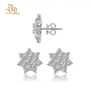 Delzzad Dazzling Star Cluster Earrings Round Synthetic Moissanite S925 Studs Unisex Earrings Birthday Anniversary Gift Mother's Day Christmas Gifts for Men Women