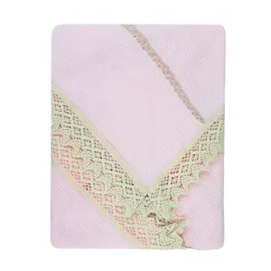 Newborn Baby Knit Blanket, Lace (Pink)