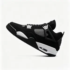 Premium Retro Streetwear Sneakers Black White Suede Upper Breathable Construction Visible Air Unit Non-Slip Rubber Sole All-Day Comfort Trainers