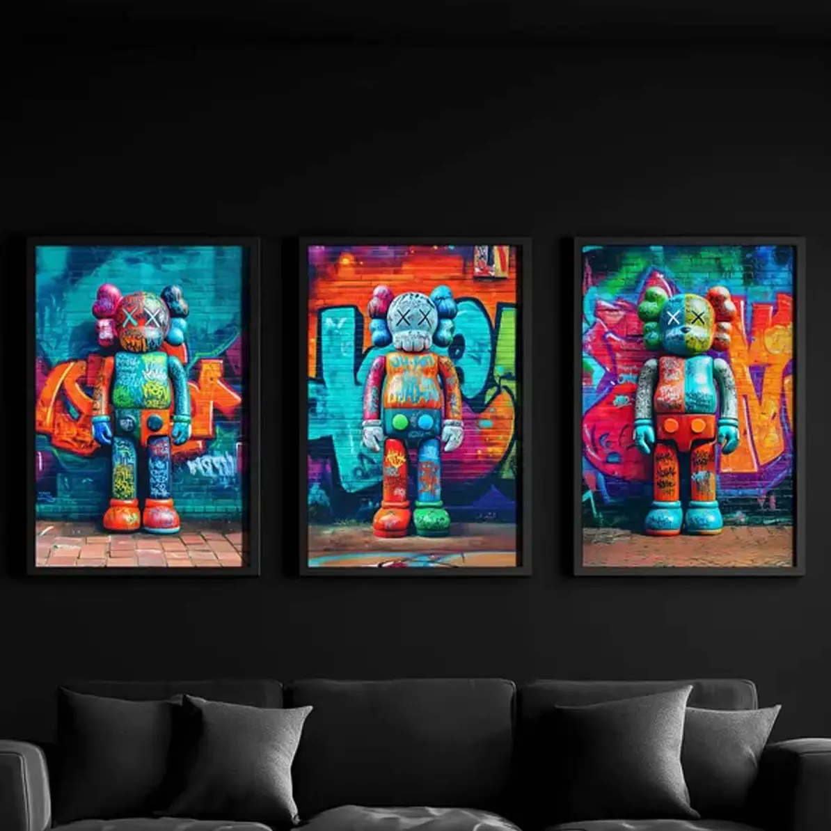 Set of 3 KAWS Graffiti Hypebeast Home Decor Poster Unframed HD Print Home Office Decor Unique Trendy Christmas Gift