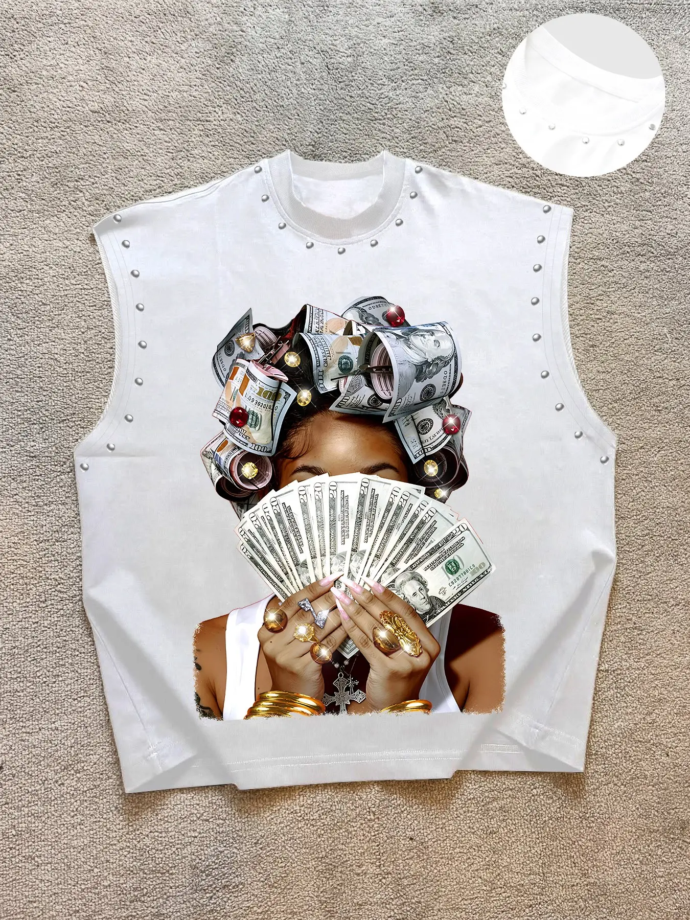 Men's Casual Sleeveless Vest, Trendy Money Graphic Print, All-Season Fitted Tank Top for Daily Wear, Menswear