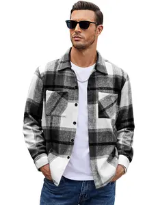 COOFANDY Fall Outfits Classic Menswear Flannel Shirts Casual Button Down Plaid Shirt Jacket Long Sleeve Pockets Coats for Autumn Spring Winter