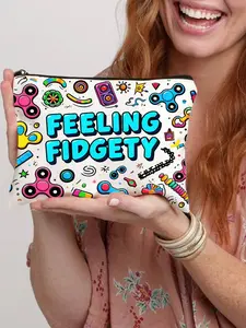 Feeling Fidgety Fidget -ThemFeeling Fidgety Fidget -Themed Makeup & Accessory Organizer Pouch - Fidget Spied Makeup & Accessory Organizer Pouch - Fidget Spinner & Sensory Disorder-Friendly Design, Beige Case for Gadgets, Supplies, Travel Essentials ( & s)