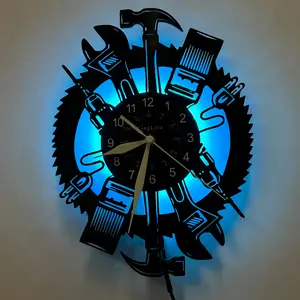 Industrial Style LED Wall Clock, Tool Theme Design, Perfect for Garage, Workshop, Retro Home Decor, Durable Gear Shape, LED Display Clock