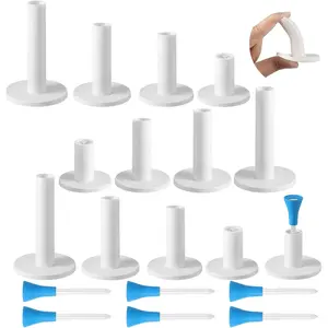 18 count Rubber Golf Tees for Mats Golf Rubber Tees for Practice Artificial Turf Mat 4 Mixed Size Tee Holder for Indoor and Outdoor Driving Range Simulator