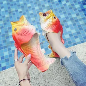 2021 Fish Slippers Fashion Outer Wear Summer Girls Flip Flops Creative Funny Couple Fish-shaped Parent-child Shoes
