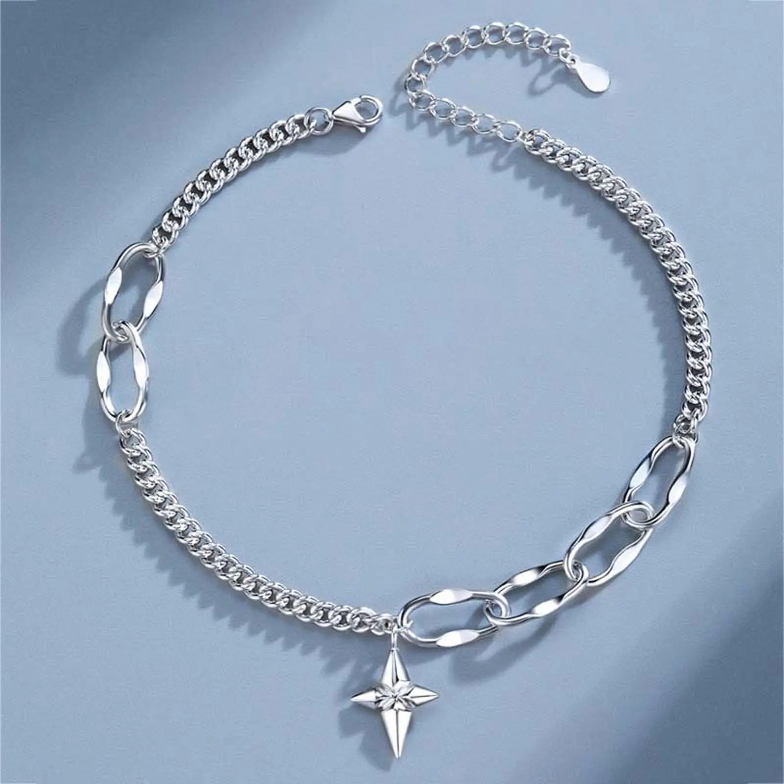 [Limited-Time Event] Star Cross Artificial Gemstone Bracelet - Starburst Hip-Hop Jewelry for Adults, Casual Trendy Jewelry, Versatile Accessory for Daily Use, Fashionable Bangle
