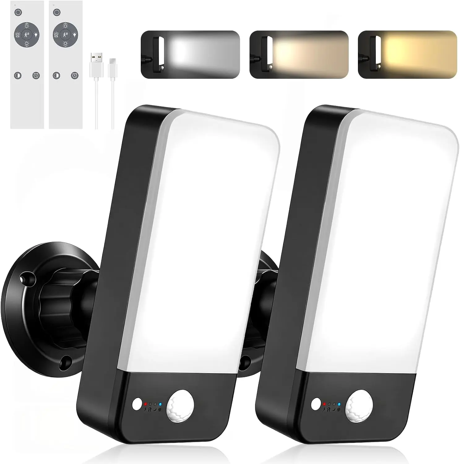 10000mAh Rechargeable Outdoor Motion Sensor Light with Remote, Super Bright 3-Mode Security Light, 3CCT Dimmable IP65 Waterproof Lamp for Porch, Garage & Yard