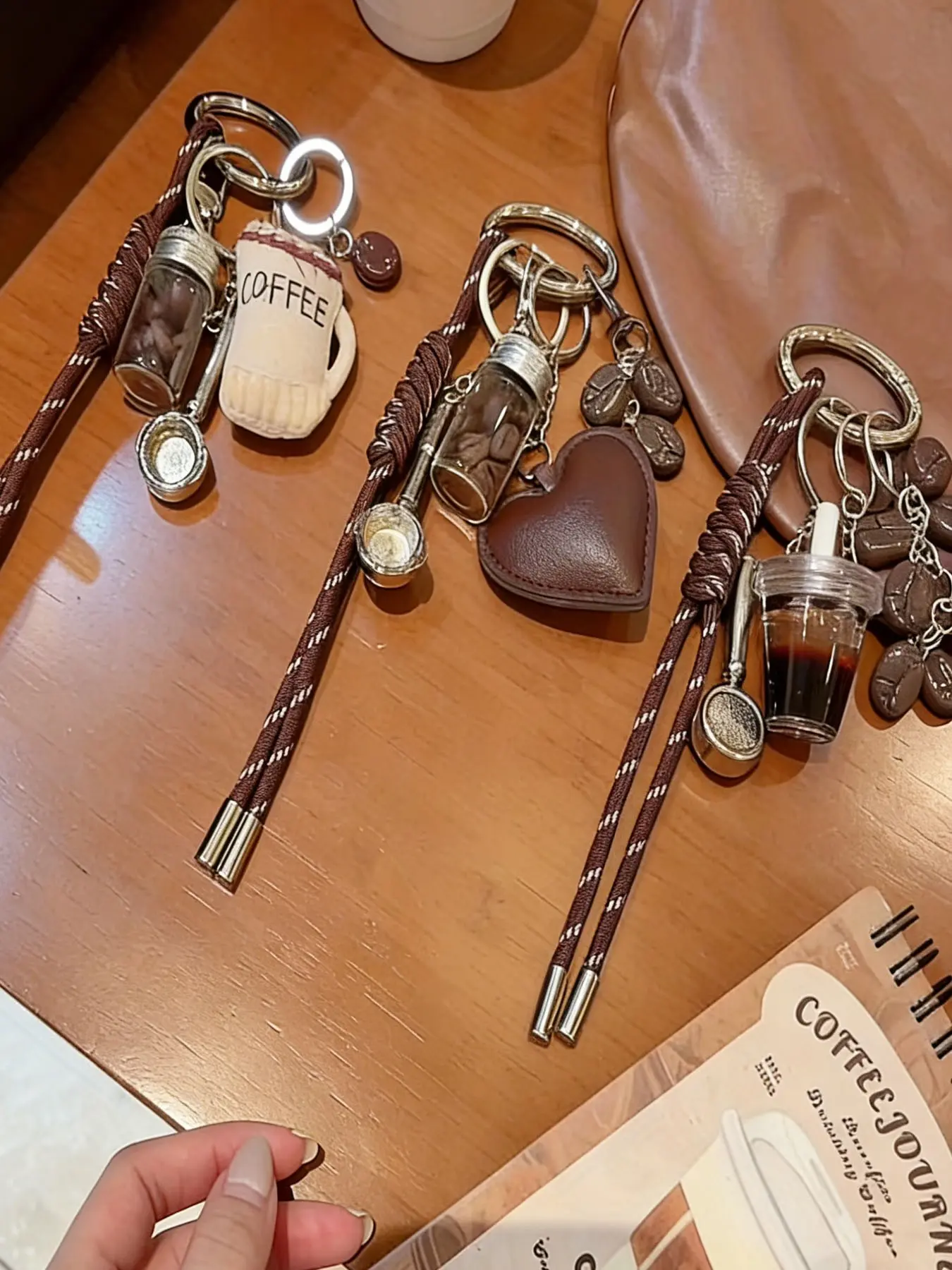 Americano-Style Coffee Woven Bag Charm Design Retro Brown And Coffee Tones Multifunctional Anti-Loss Charm Suitable For Bags, Keys Must-Have For Coffee Lovers Gifts For Friends Fashion Bag Charms, Bag Charms For Handbags, Bag Accessories