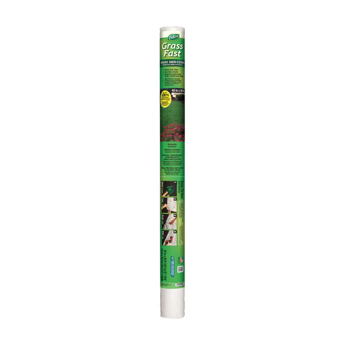 Dalen Gardeneer Grass Seed Cover Blanket - 40 in. W x 50 ft. L White Outdoor Cloth, 0.8 lbs Heat Trap for Difficult Areas & Slopes, Enhances Seed Germination