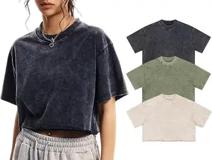 MaLinfandor 3 Pack Women’s Oversized Vintage T Shirts Casual Cropped Tees Short Sleeve Cotton Acid Wash Tops Summer Grunge Shirts