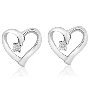 Diamond Heart Shape Earrings 14K Gold