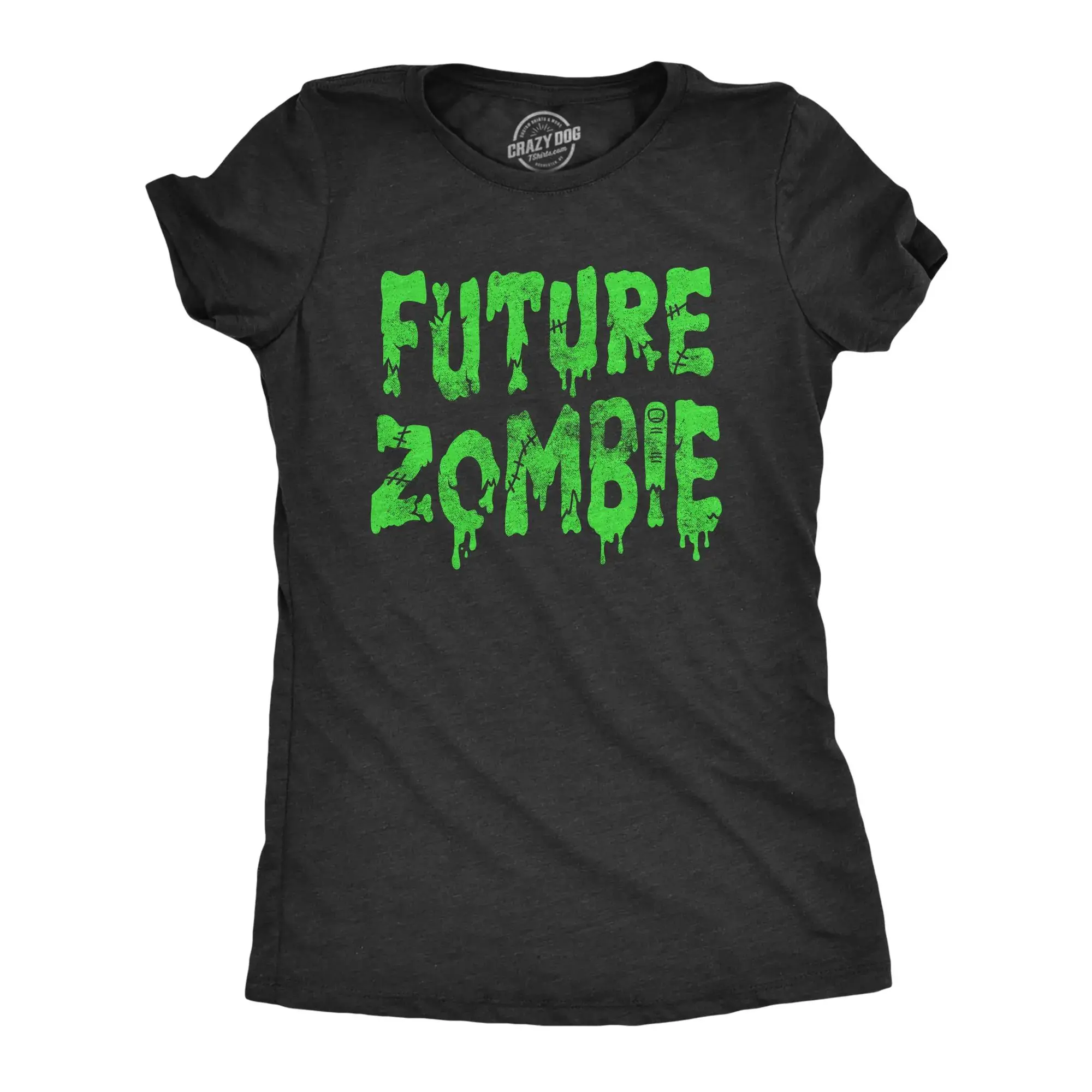 Womens Future Zombie T Shirt  Spooky Slimey Undead Zombies Tee for Ladies  Womens T Shirts Cute Vintage Fashion Casual Ladies T-Shirt Gift  Zombie Top Women's Novelty Tees Black -C516